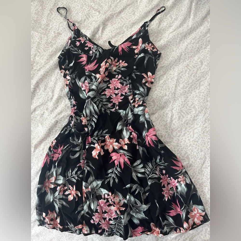 H&M Black Dress with Pink Floral Design